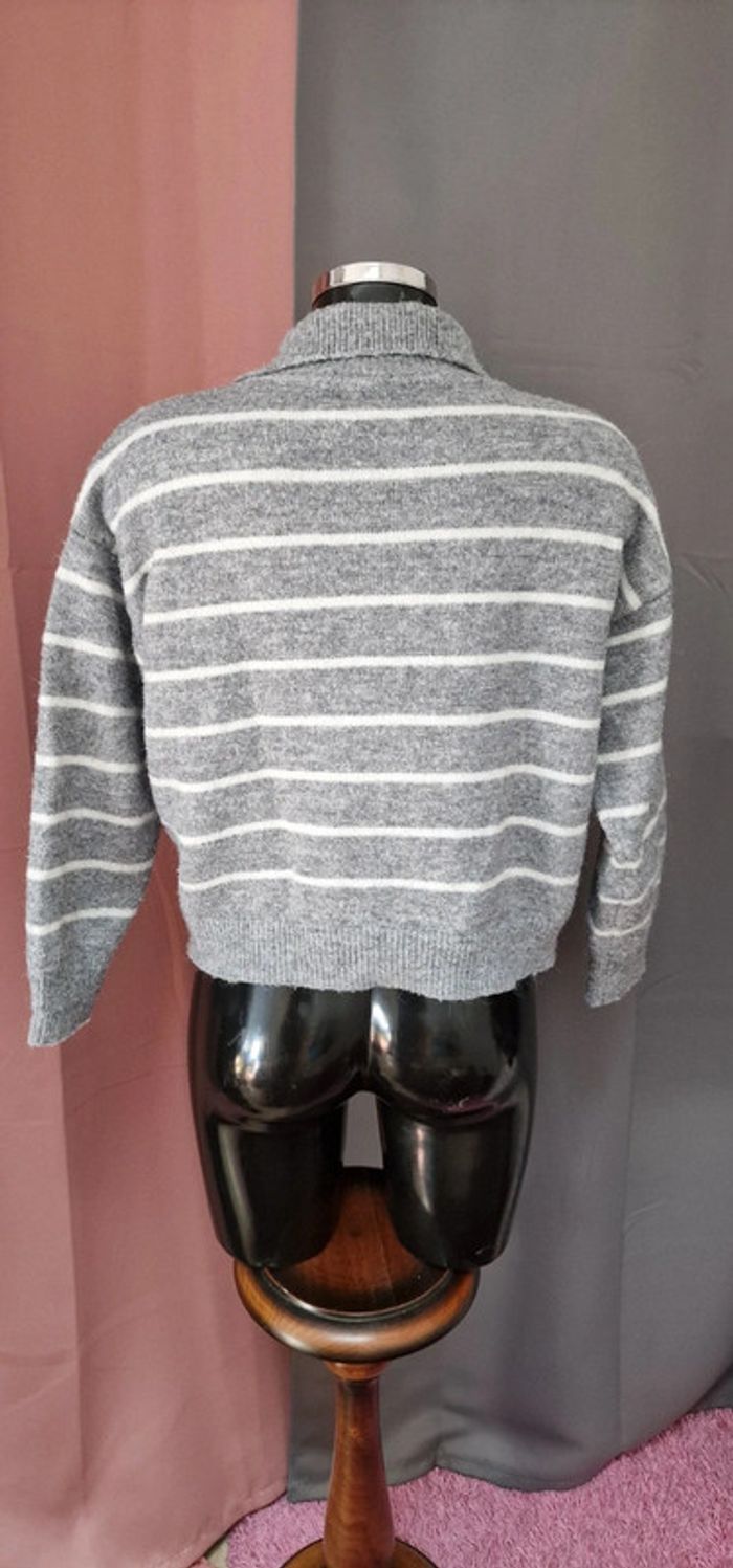 Pull rayé col chemise - photo numéro 3