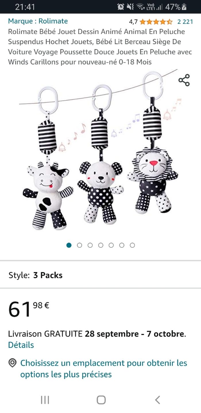 Lot 3 hochets musicaux