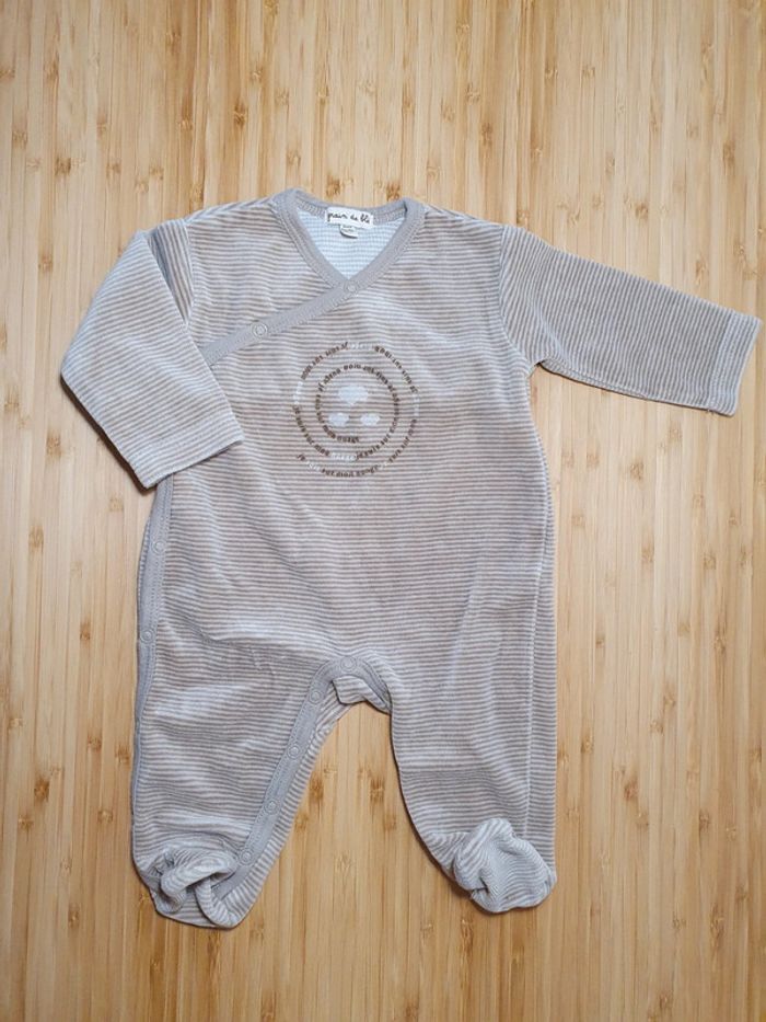 Pyjama velours Grain de blé taille 3 mois 60cm