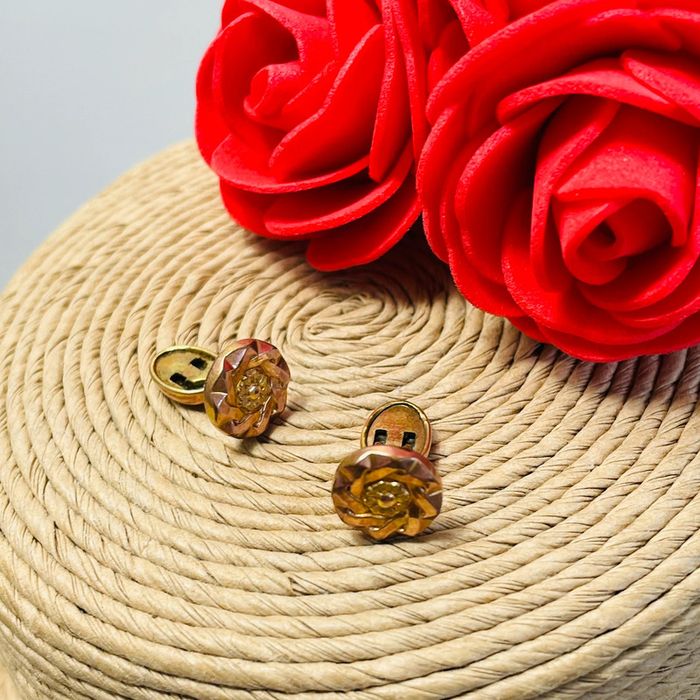 🔥 Rare boutons de manchettes vintage. Rond motifs fleuri. - photo numéro 8