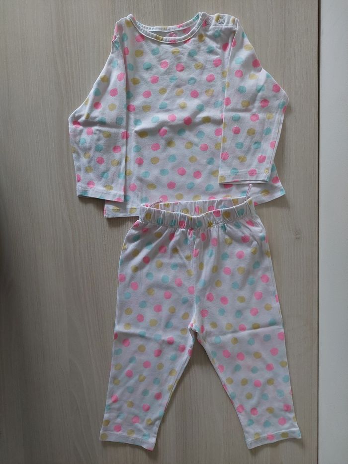 Pyjama fille 12mois blanc à pois Tex (Carrefour) 12 mois