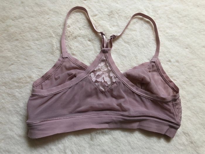 Brassière dentelle vieux rose dos nageur sans armature XS - photo numéro 2