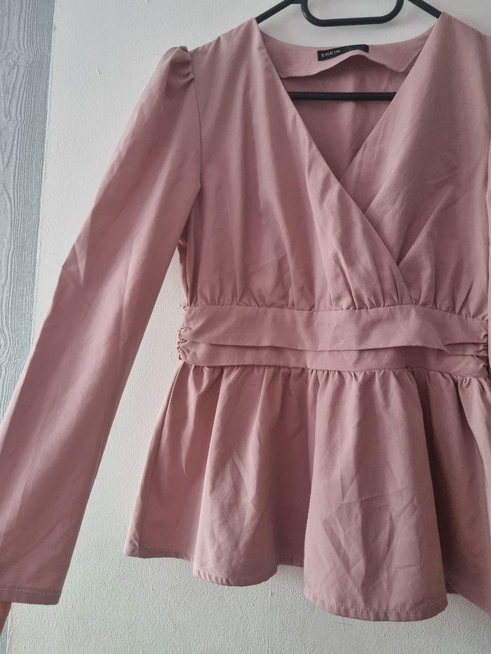 Blouse rose manche longue - photo numéro 2
