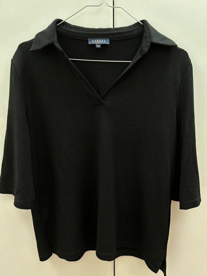 Blouse t-shirt Elisa viscose Carol noir - manches 3/4 taille xs