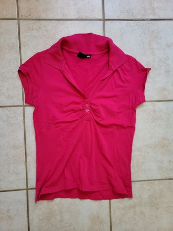 Polo/ Haut manches courtes froncé sur le devant