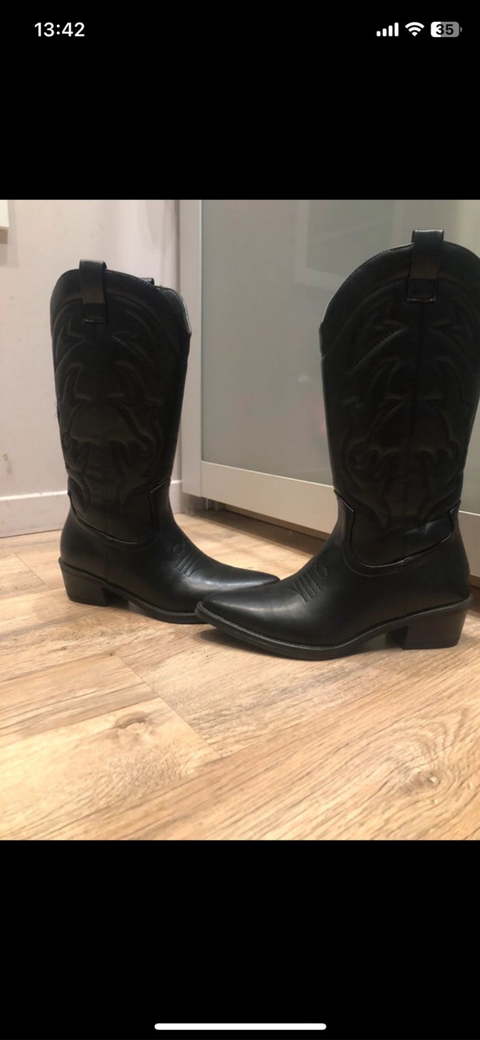 Santiags simili cuir 39 noir - photo numéro 2