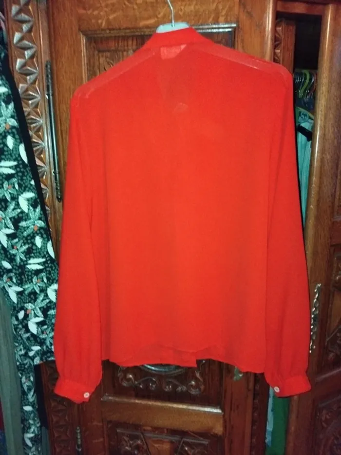 Chemisier rouge vintage col lavallière - photo numéro 6