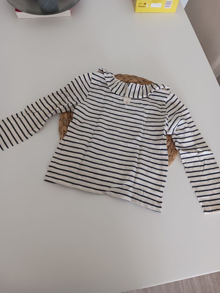 T-shirt mariniere fille à col petit bateau - photo numéro 2