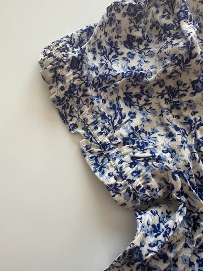 Blouse à fleurs bleues - L - H&M - neuf - photo numéro 4