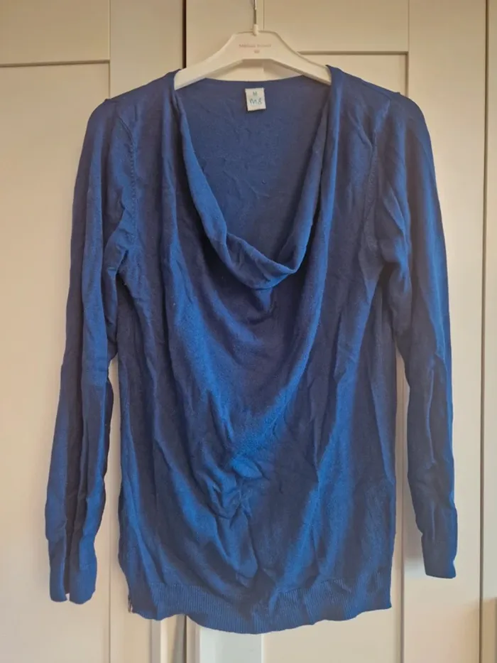 Pull fin bleu électrique MS Mode, M