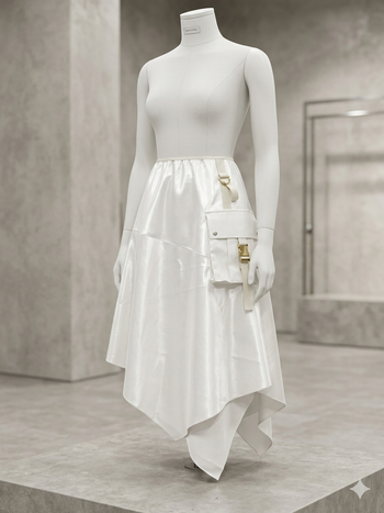 jupe asymétrique blanc cassé satin Taille M Holly neuve
