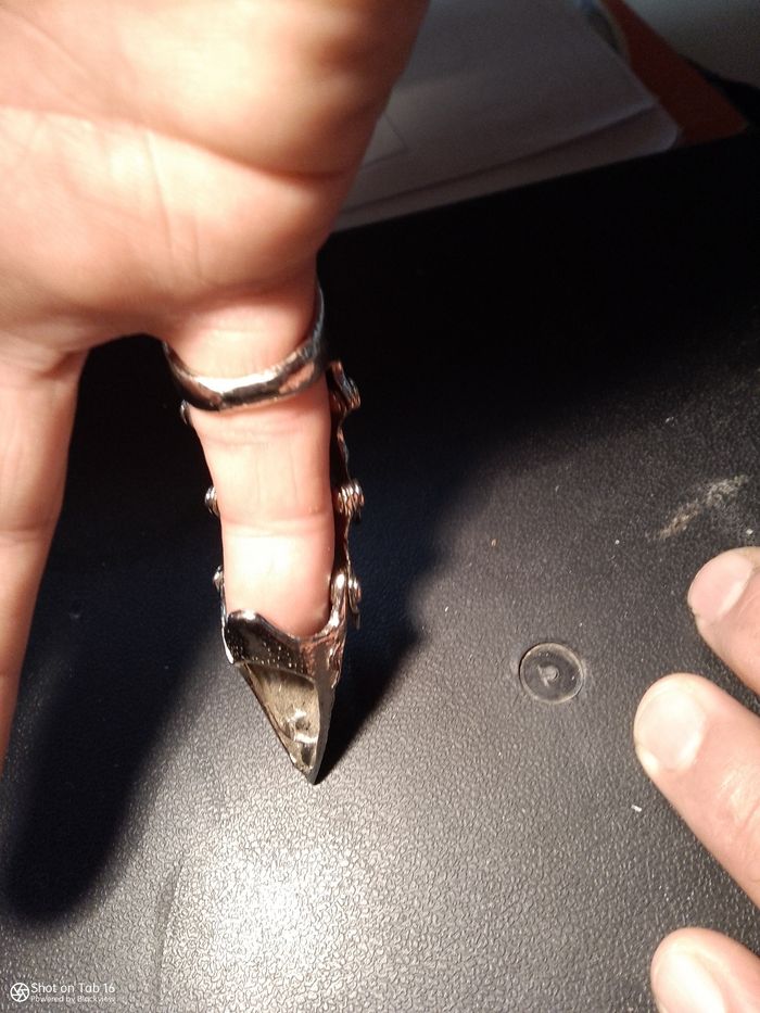 Bague longue à griffe tête de dragon alliage argenté acier - photo numéro 6
