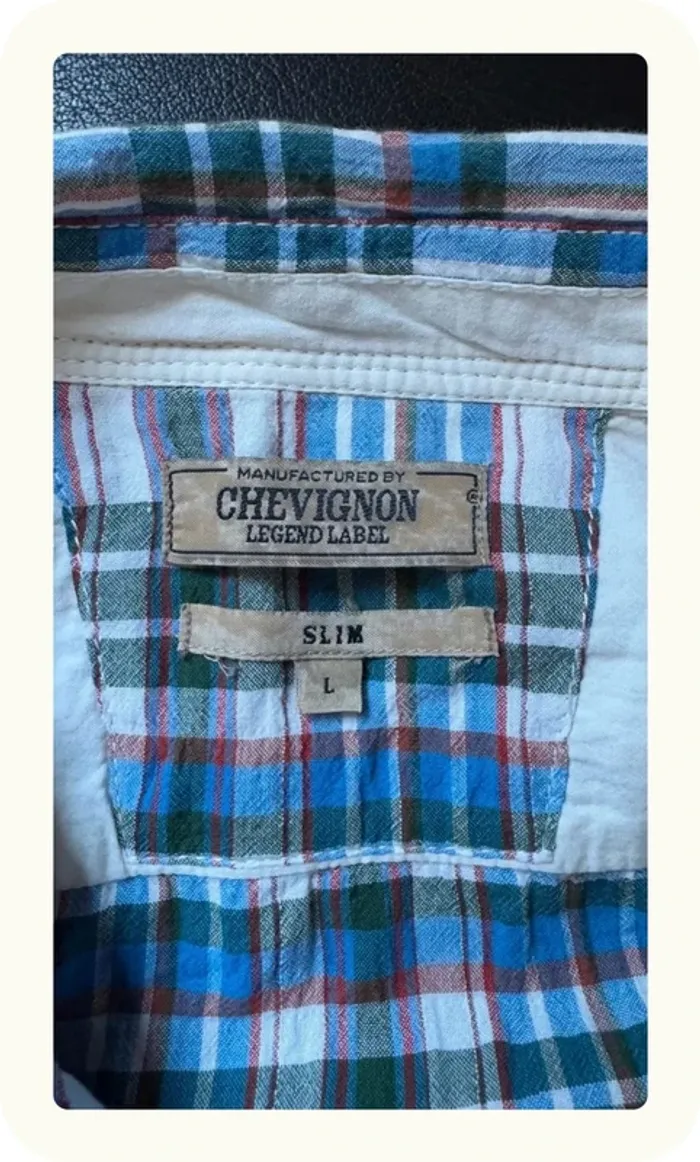 Chemise manches courtes slim carreaux Homme Chevignon Taille L - photo numéro 4