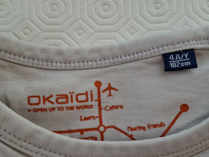 Tee shirt beige clair Okaidi T 4 ans - photo numéro 4