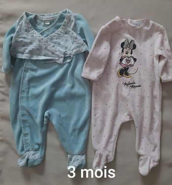 lot de 2 pyjamas velours fille - Disney, Vertbaudet - Minnie - 3 mois