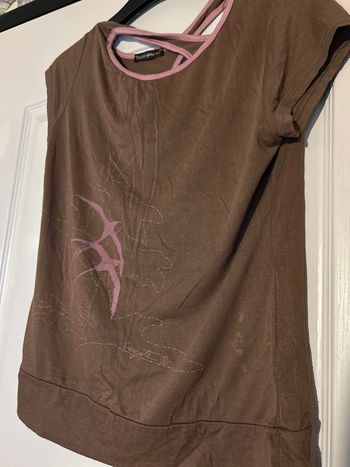T shirt  marron oiseaux