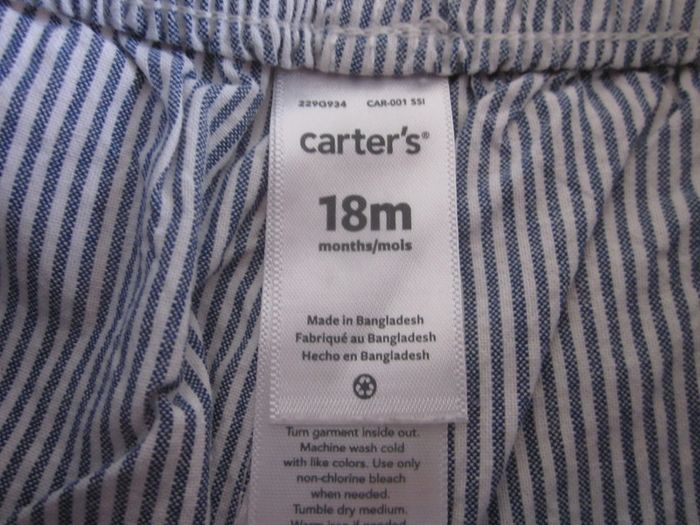 Short toile rayé blanc et bleu 18 mois - photo numéro 3