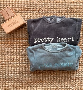 Lot pyjama velours Kiabi 1mois / 54cm