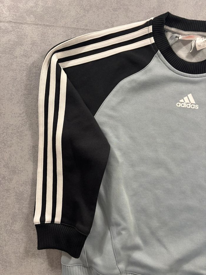 Pull Vintage Adidas 10 ans bleu et noir - photo numéro 2