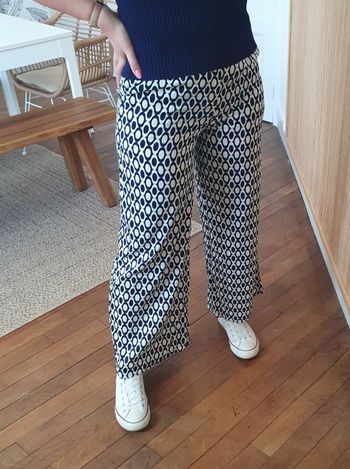 Pantalon fluide Lanzarote marine/blanc Taille L