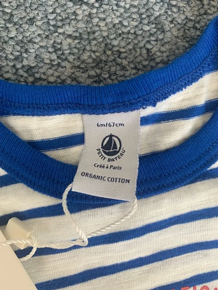 T-shirt marinière bleus et blanc, Petit Bateau - photo numéro 2