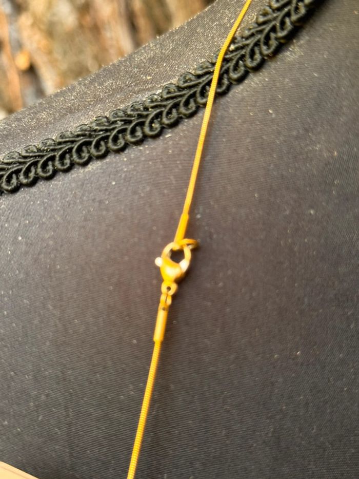 Collier sautoir habaha Paris longue chaîne épaisse acier inoxydable or croix cristaux - photo numéro 2