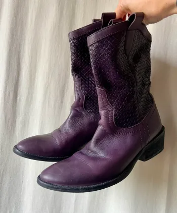 Bottines cuir violettes leather purple low boots Mystical Witch - Pointure 39