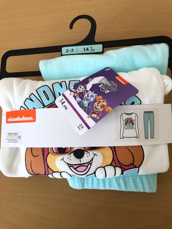 ensemble pyjamas en velours fille pat patrouille 2/3 ans