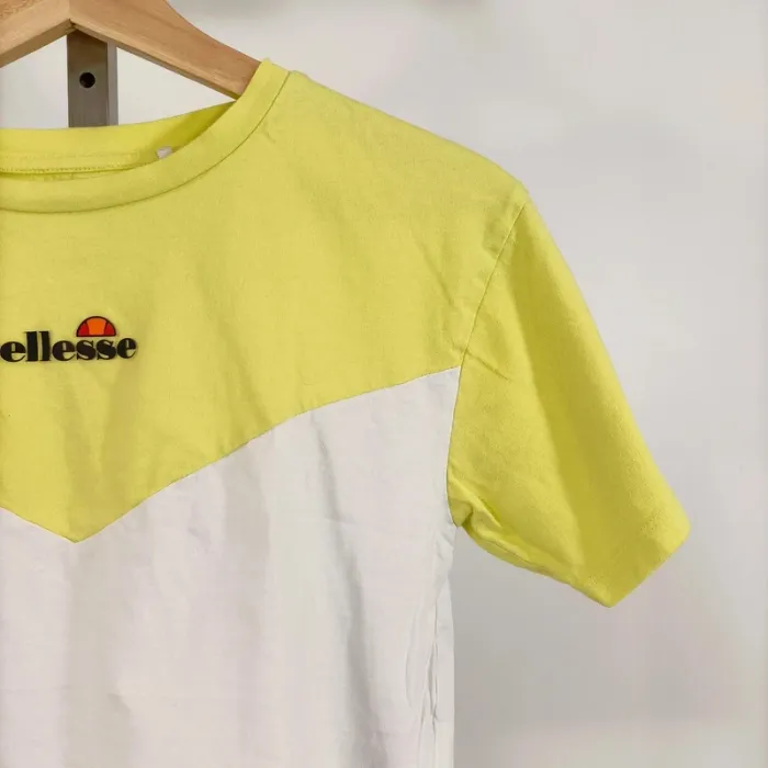 Crop top Ellesse bicolore jaune et blanc - 100% coton été Tshirt femme Femme - Taille S A639 - photo numéro 3
