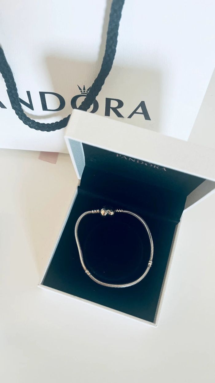 Bracelet Maille Serpent Fermoir Cœur Pandora Moments - photo numéro 4