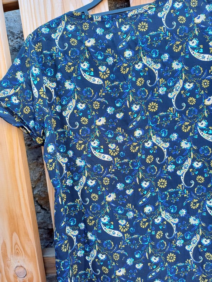 Jolie blouse à manches courtes bleue imprimé fleuri Firefly - photo numéro 7