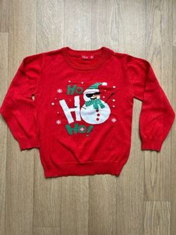Pull de Noël rouge en maille bonhomme de neige Tissaia 6ans