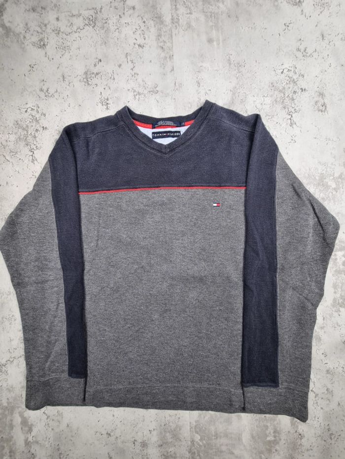 Pull col V Tommy Hilfiger gris – Taille L Homme - photo numéro 3