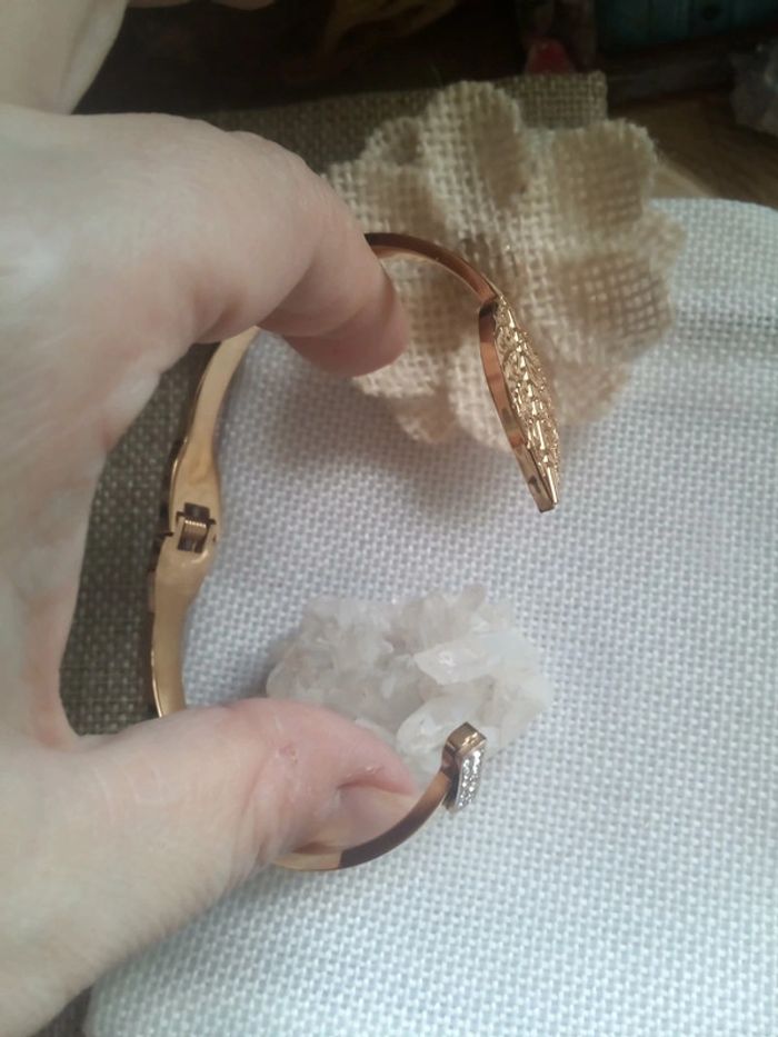 Bracelet feuille zircons en acier - photo numéro 3