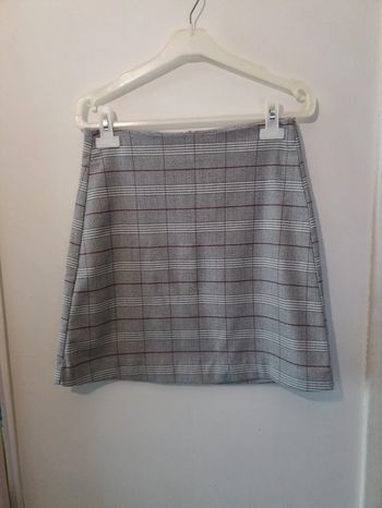Jupe courte à carreaux Prince de Galles – Grise & Bordeaux – T36