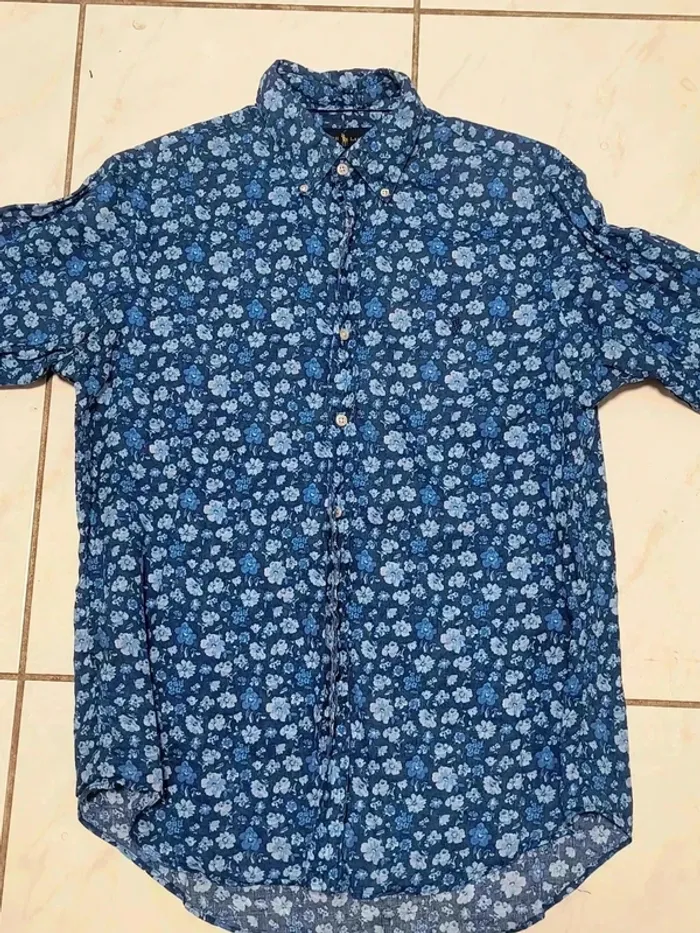 🌸 Chemise Ralph Lauren Luxury Linen florale bleu vintage 🌸 - photo numéro 7