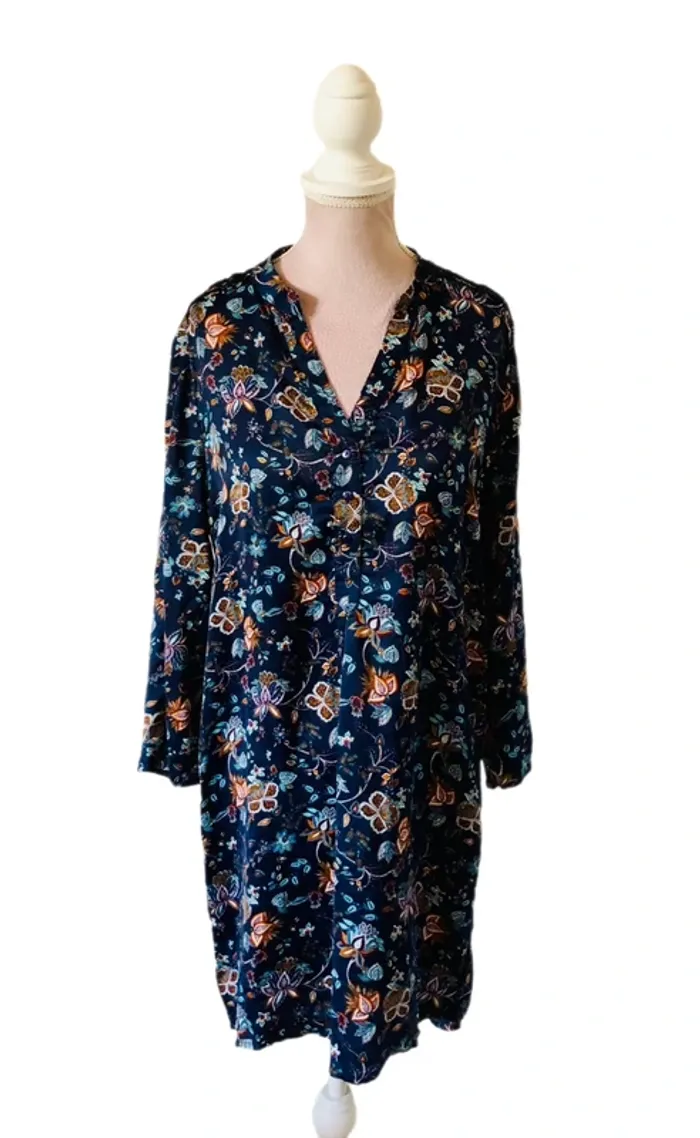 💐Tunique vintage bohème fleurie Goa S/36 Boho hippie chic floral silky Tunic💐 - photo numéro 9