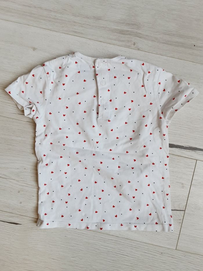 Vêtement bébé fille tee-shirt blanc manches courtes Kiabi Love à cœurs rouges 18 mois - photo numéro 3