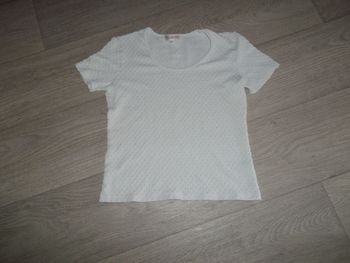 Tee shirt AQUARELLE blanc cassé style nid d'abeilles S TBE