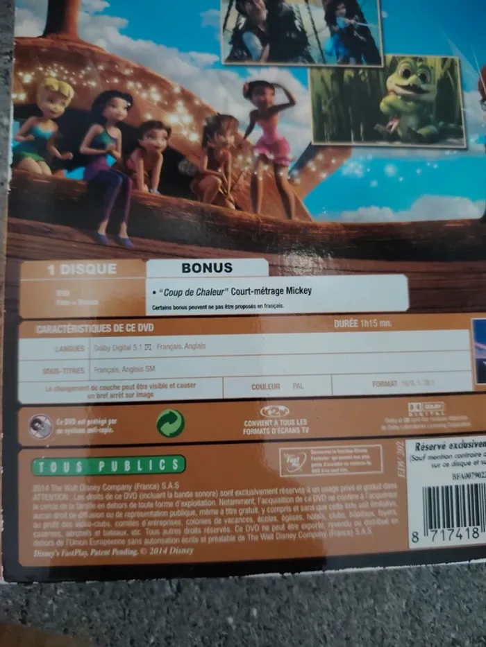 Dvd disney clochette fée pirate numéroté 110 avec fourreau tbe - photo numéro 4