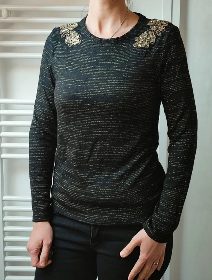 Pull maille fine doré S