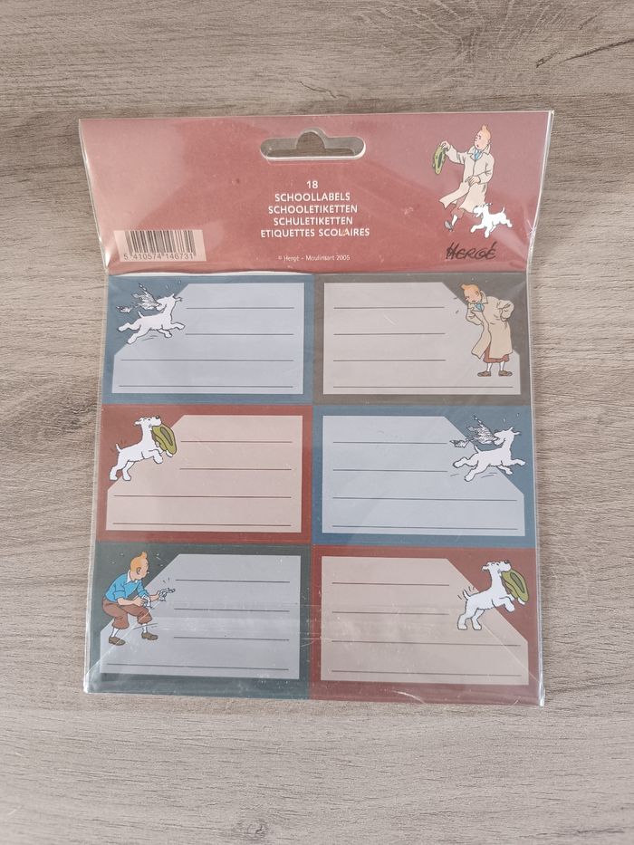 Étiquettes tintin et Milou vintage neuves