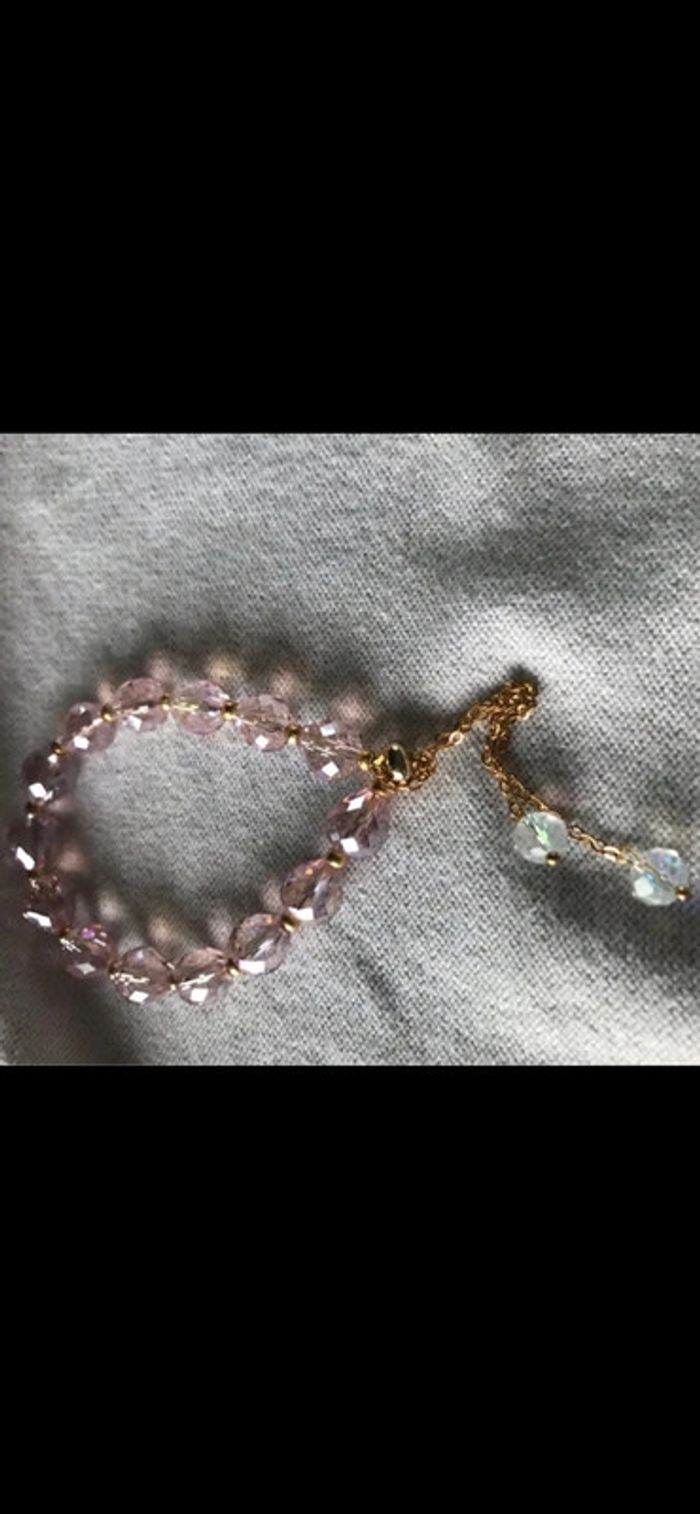 Magnifique bracelet élastique avec perles roses - photo numéro 5