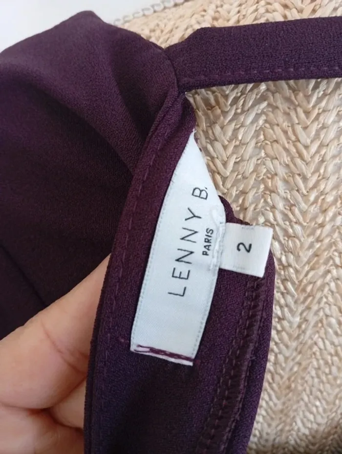 Robe d'été violette élégante avec ceinture manches trois quart taille 2 - photo numéro 4