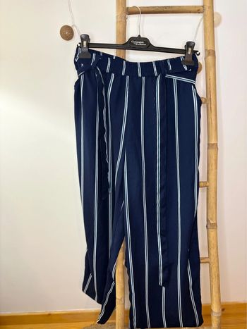 Pantalon à jambe large léger bleu marine