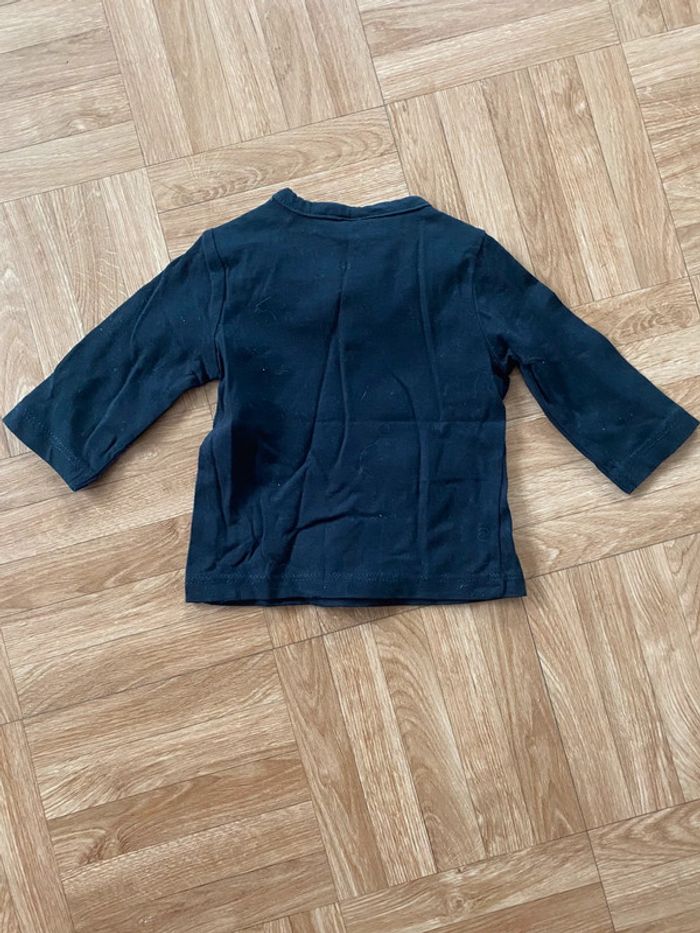 T-shirt à manches longues avec motifs noir taille 3 mois 100% coton vintage - photo numéro 3