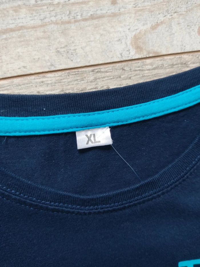 Tee-shirt manches courtes bleu marine motif imprimé turquoise XL - photo numéro 4