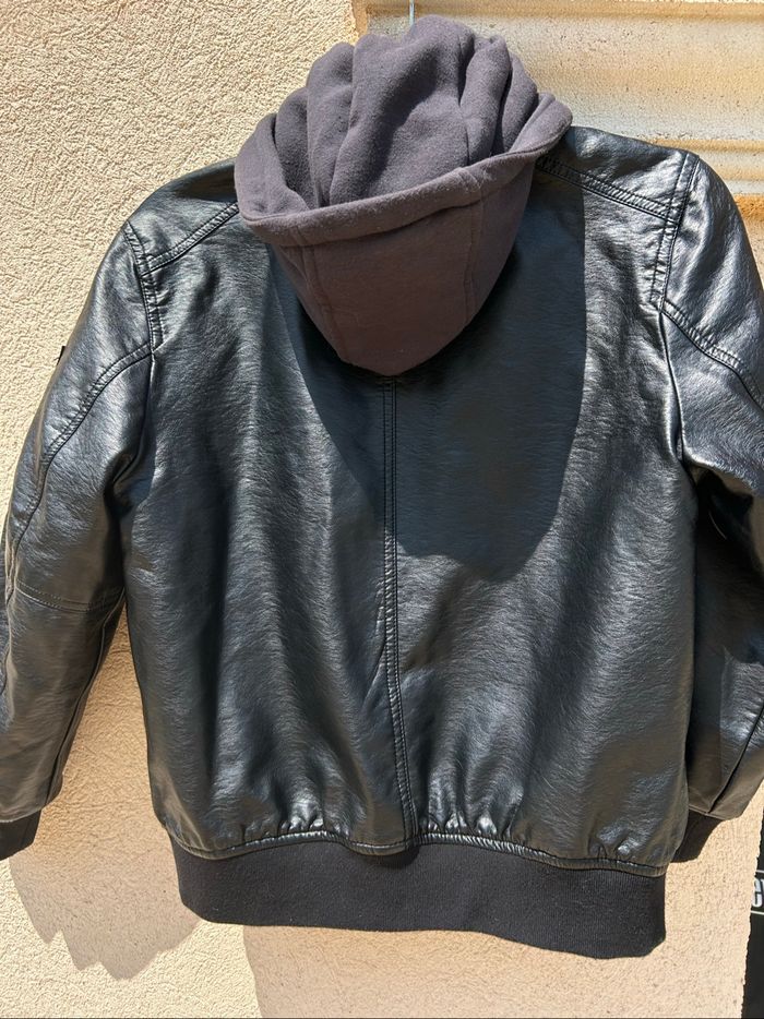 ZARA blouson bomber simili noir capuche garçon - photo numéro 7