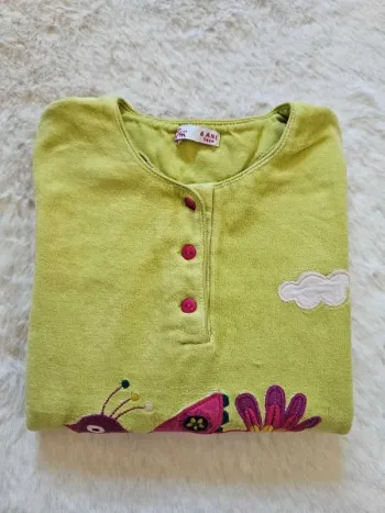  💚T-shirt manches longues DPAM vert motif oiseau fille 6 ans (114 cm)💚