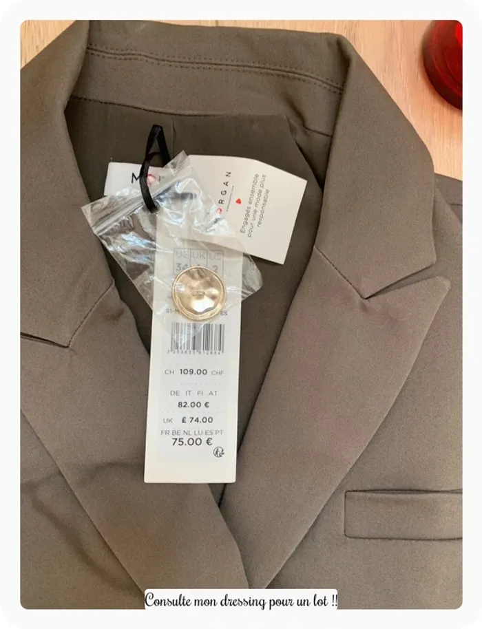 Robe Morgan style tailleur vert kaki - photo numéro 3